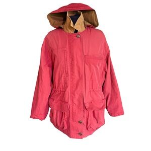 Banana Republic Hooded Travel Safari Label Red Cotton Drawstring Jacket M
